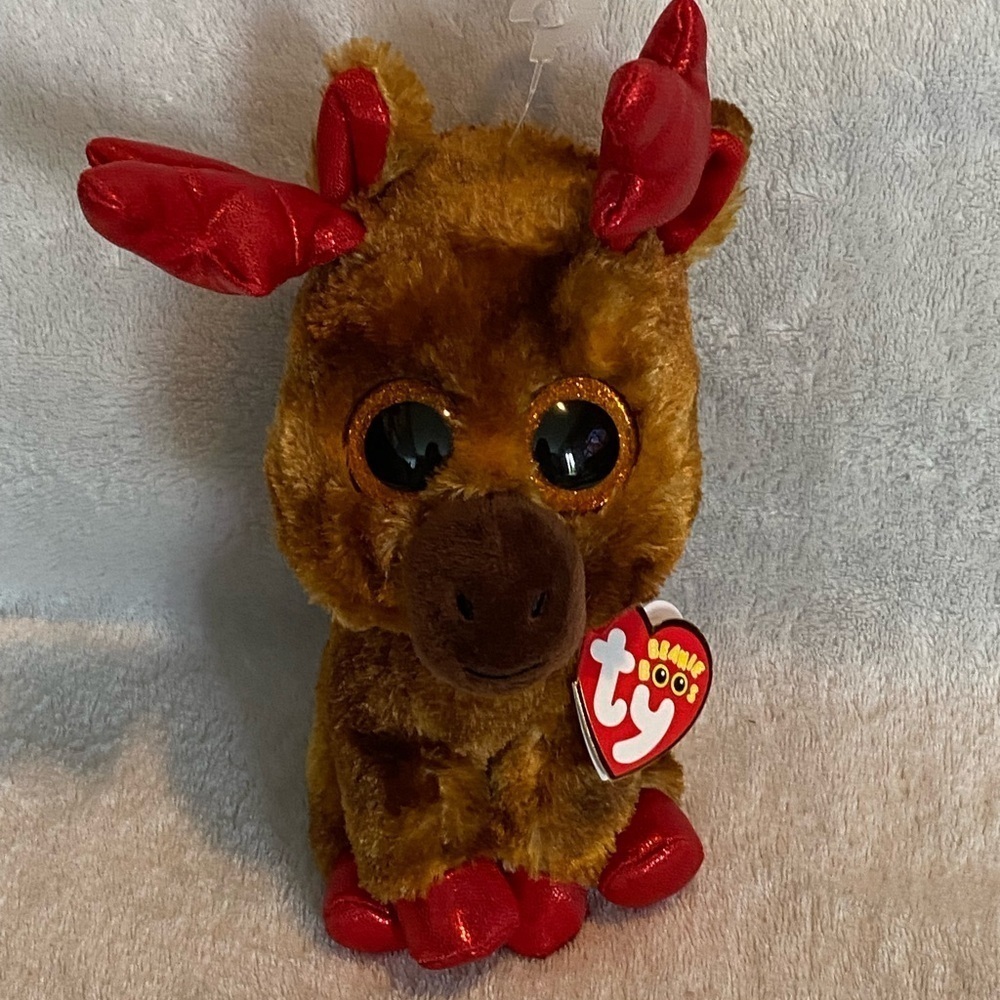 2017 TY  Beanie Boos  MAPLE the Moose Glitter Eyes Canada Day Jul 1st With Tags
